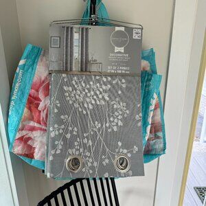 Philby & Rowe 108" Grey Floral Privacy Curtains - Six Panels